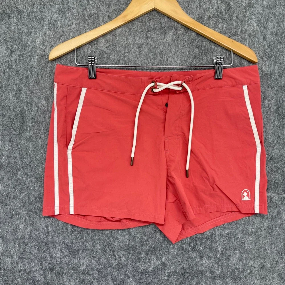 Dandy Del Mar Swim Trunks Mens 34 Coral Red Retro Board Shorts